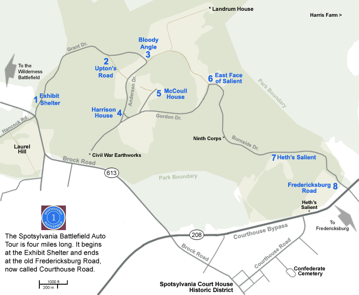 Tour Map of the Spotsylvania Battlefield